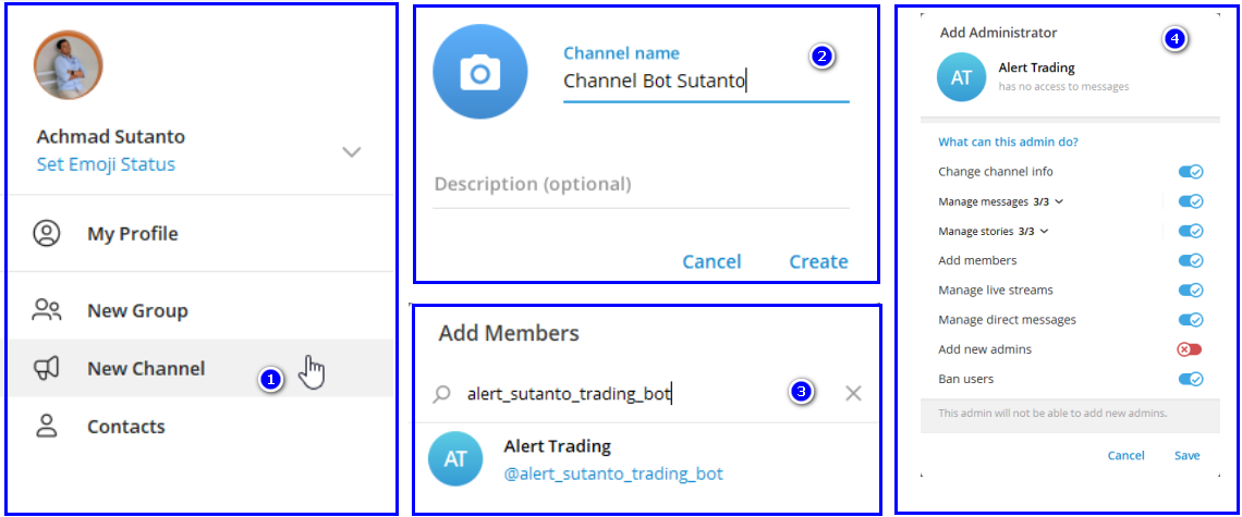Buat Channel dan Jadikan Admin
